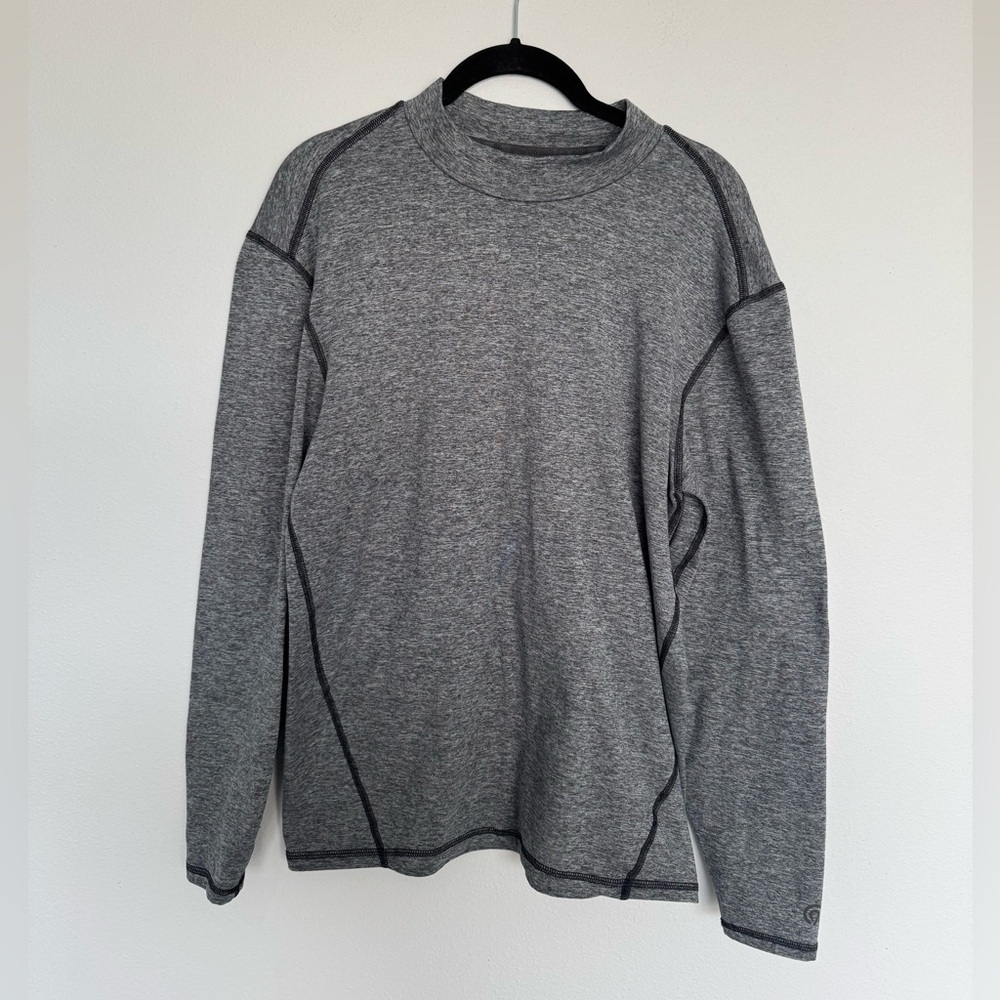 Champion Women's Power Core Mock Neck Heather Gray Fleece Lined Long Sleeve XL